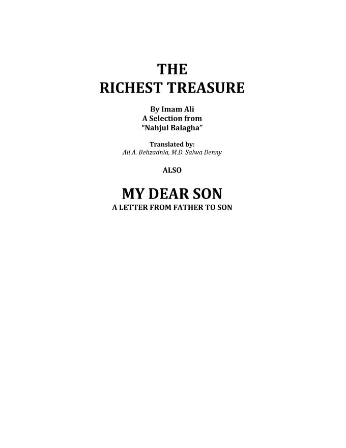 The Richest Treasure A Selection From Nahj Al Balagha #
